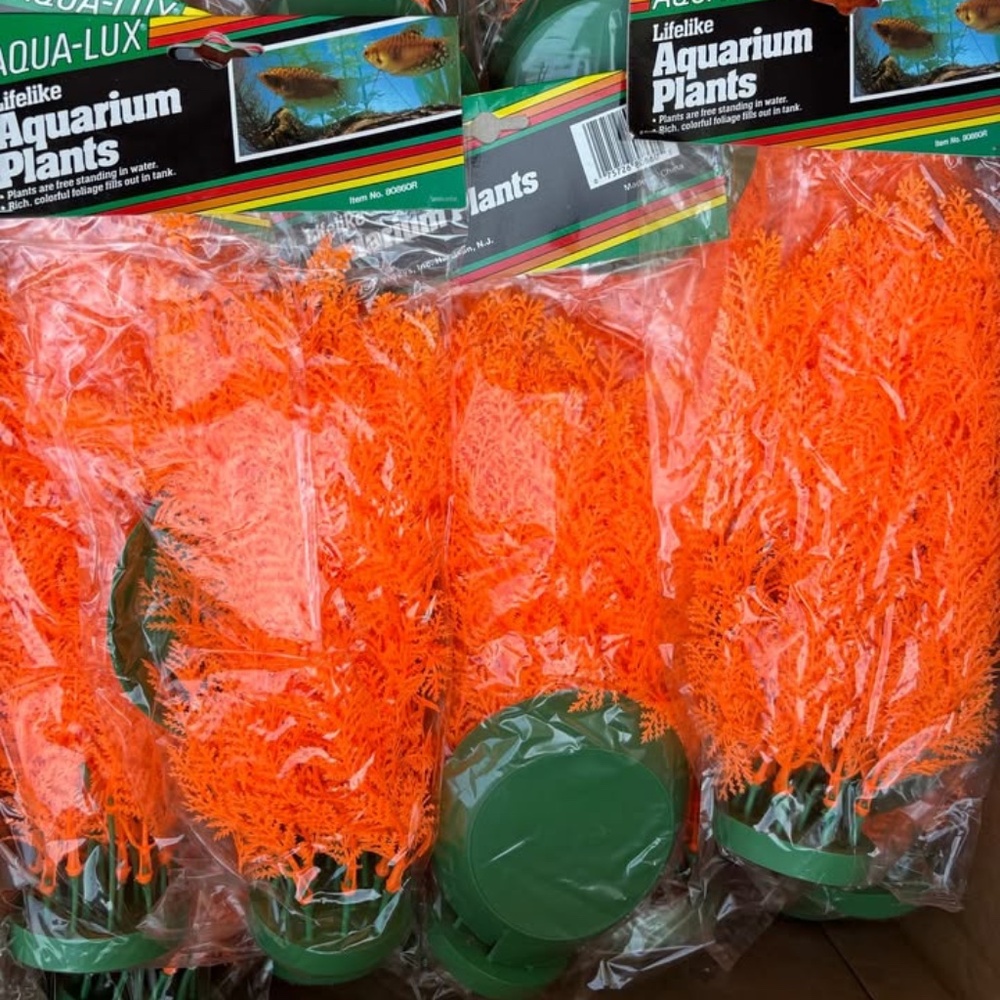 Lot of 10 Aquarium Fish Tank Plastic Plants Decor 10 Inch size Orange NEW